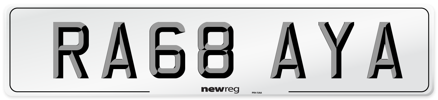 RA68 AYA Number Plate from New Reg